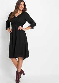 B.P.C czarna sukienka midi szyfonowa 36.