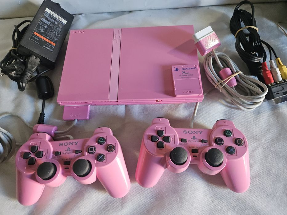 Ps2 rosa com dois comandos