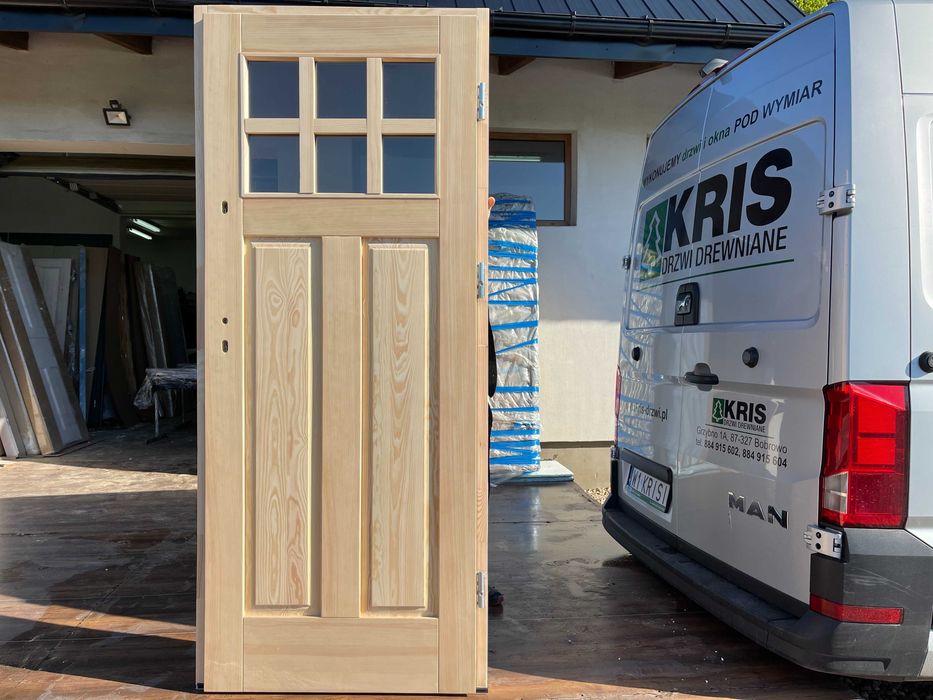 Drzwi drewniane ZEWNĘTRZNE wejściowe na wymiar sosnowe  CAŁA POLSKA