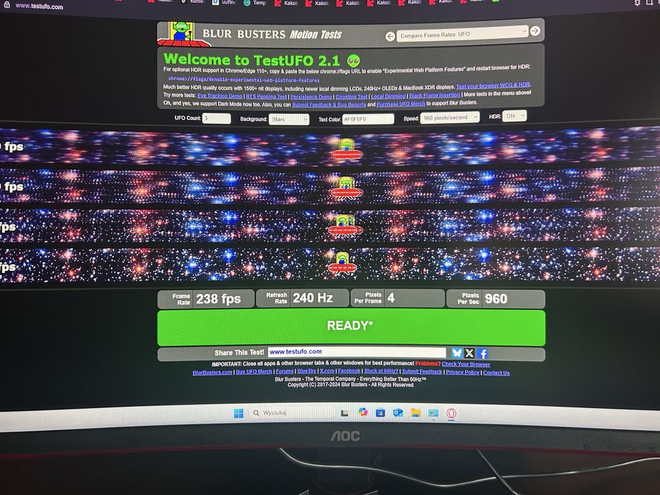 Monitor AOC 240 hz 0.5ms 32 cale