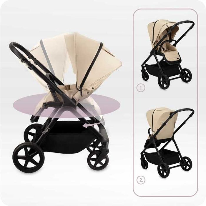 Nowy Wózek Spacerowy Gondola 2w1 Beżowy Adaptery torba akcesoria