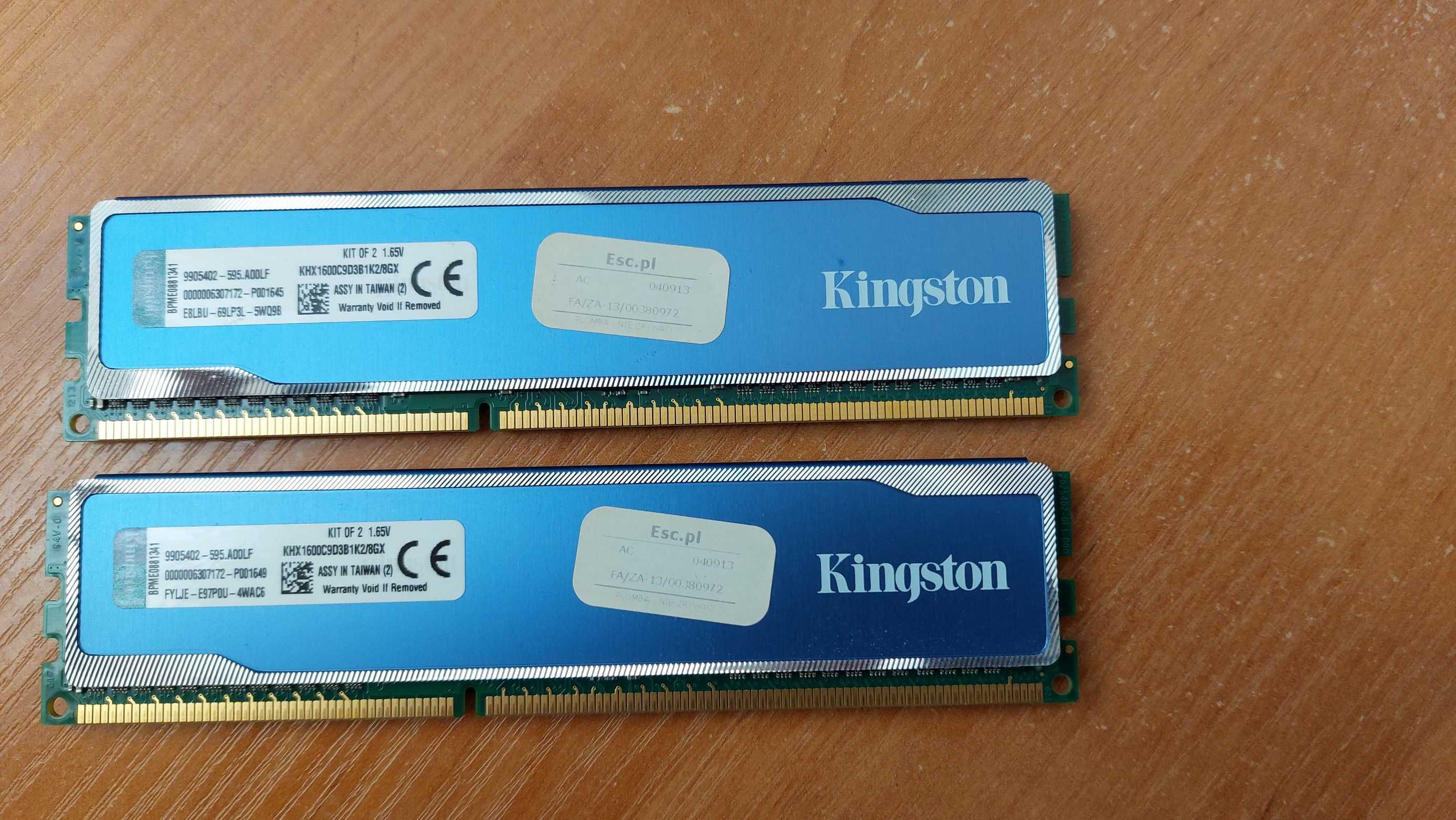 Pamięć Ram DDR3 8GB (2X4) 1600 MHz CL 9 KINGSTON HYPERX  (2 komplety)