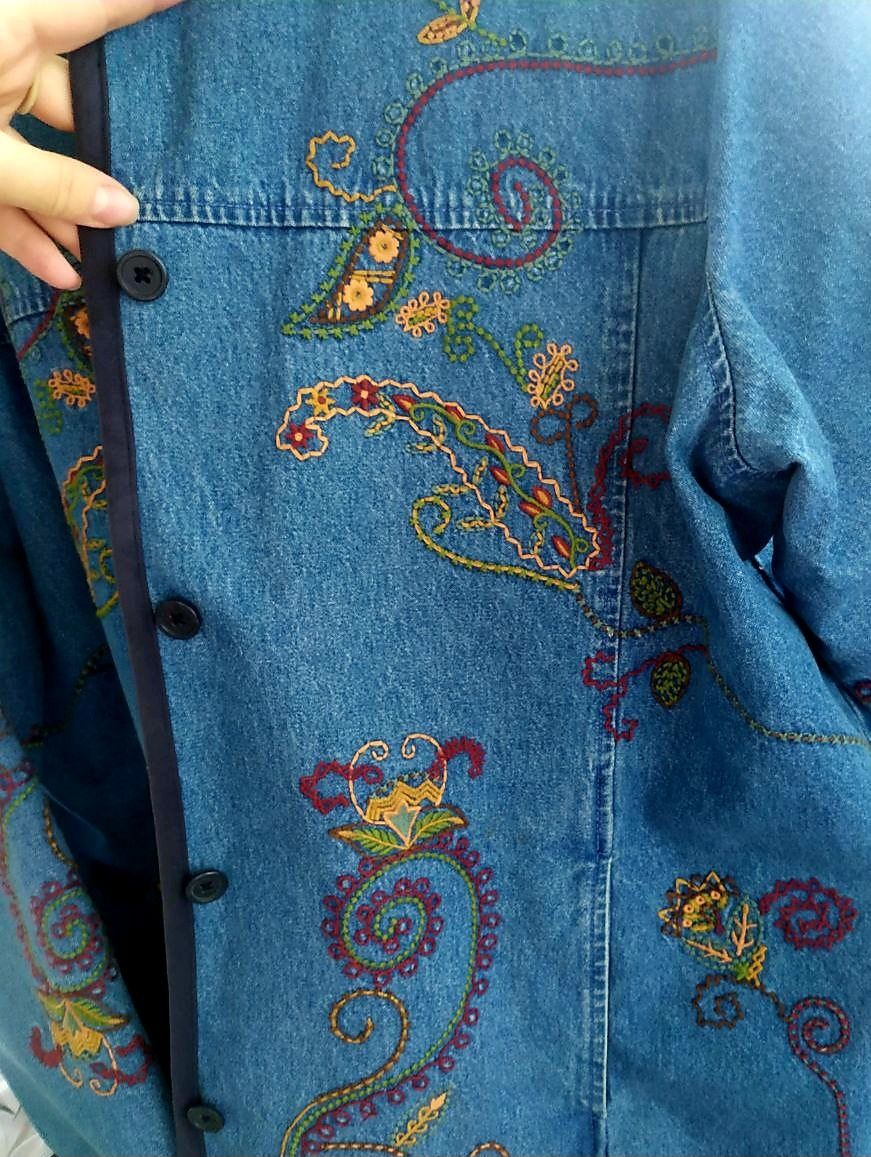 Куртка демі джинсова Casual&Co жакет с узорами в винтажном стиле,р.2XL