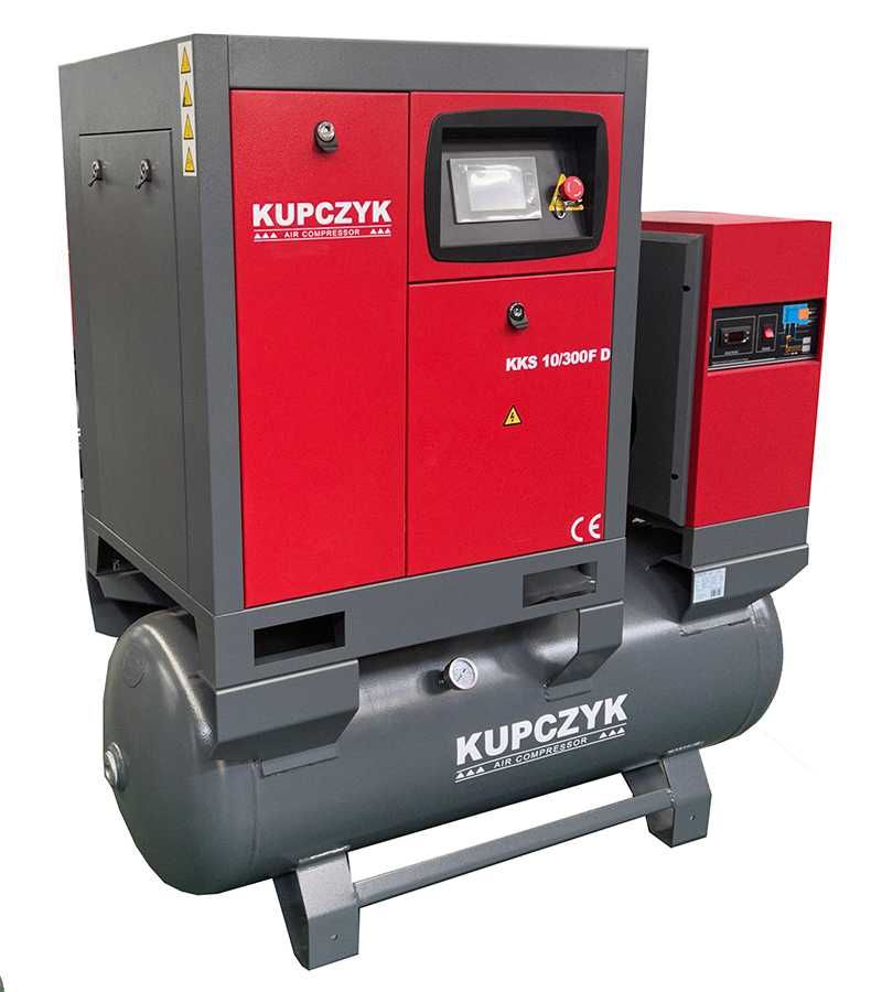 Kompresor śrubowy 950 l/min 7,5 KW Falownik Osuszacz Filtry Kupczyk