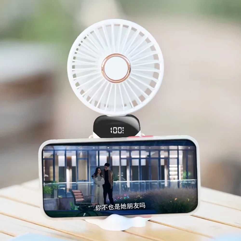 Ручний вентилятор з дисплеєм та підставкою, 5 режимів, USB, Міні