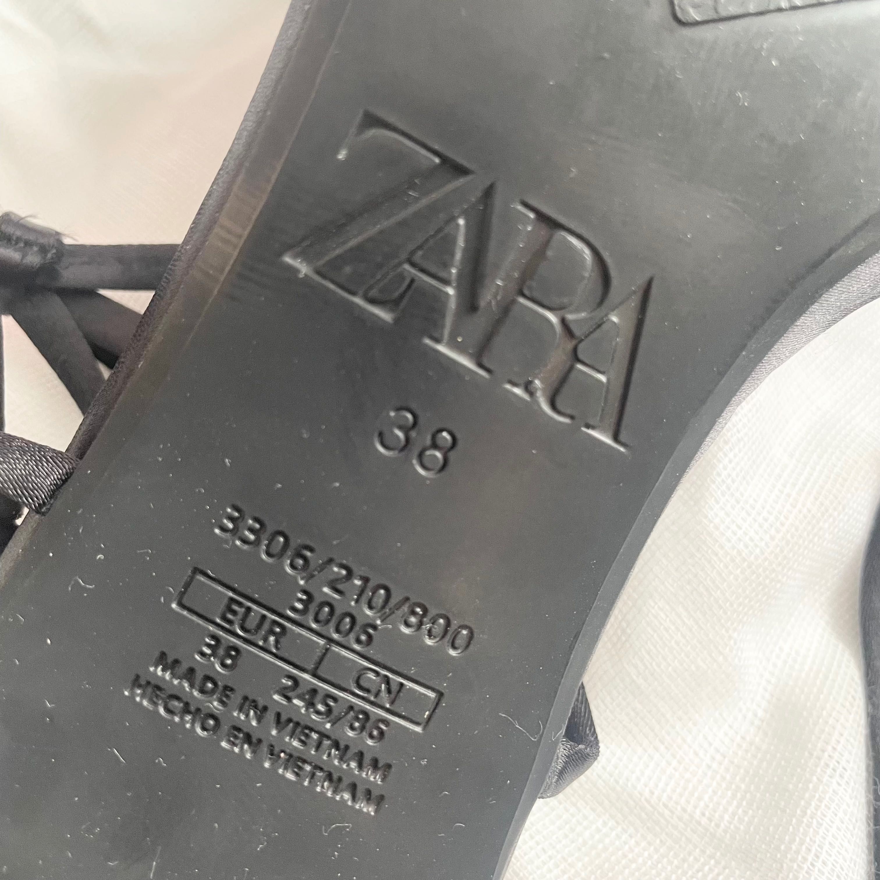Nowe sandały Zara czarne kokardki 38