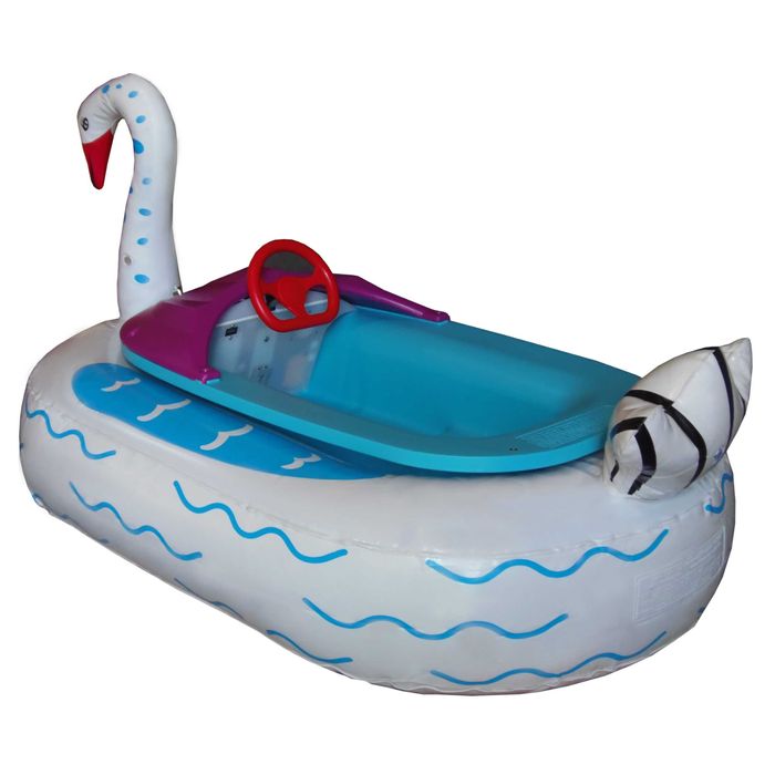 Biały łabędź ponton dmuchany koło elektryczna łódka na wodę łabądż