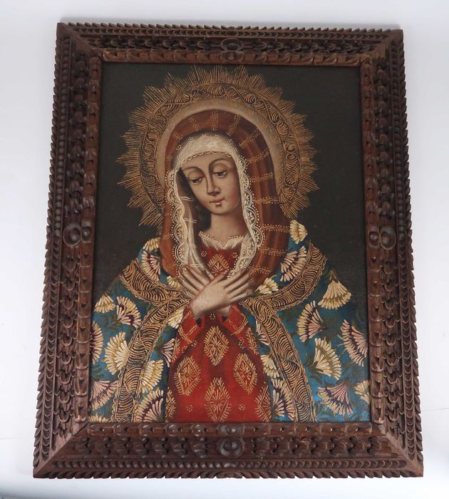 Pintura a Óleo Escola Cusquenha - Madona