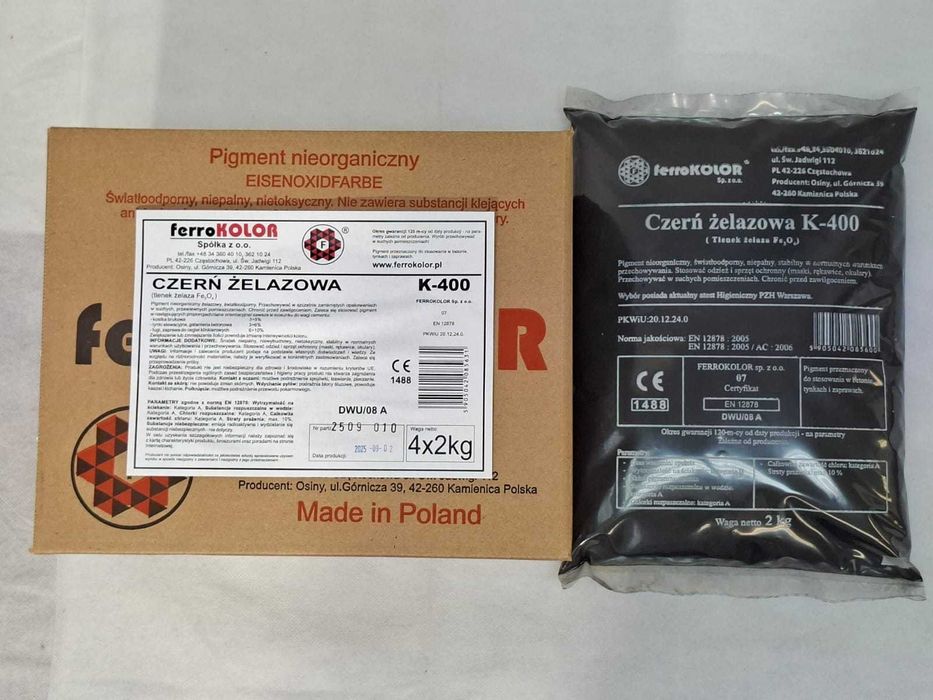 Pigment Barwnik Farba do betonu CZERŃ ŻELAZOWA K-400 2 kg