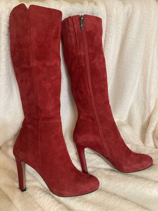 Чоботи жіночі р38 натуральна шкіра бренд Welfare червоні гарний стан