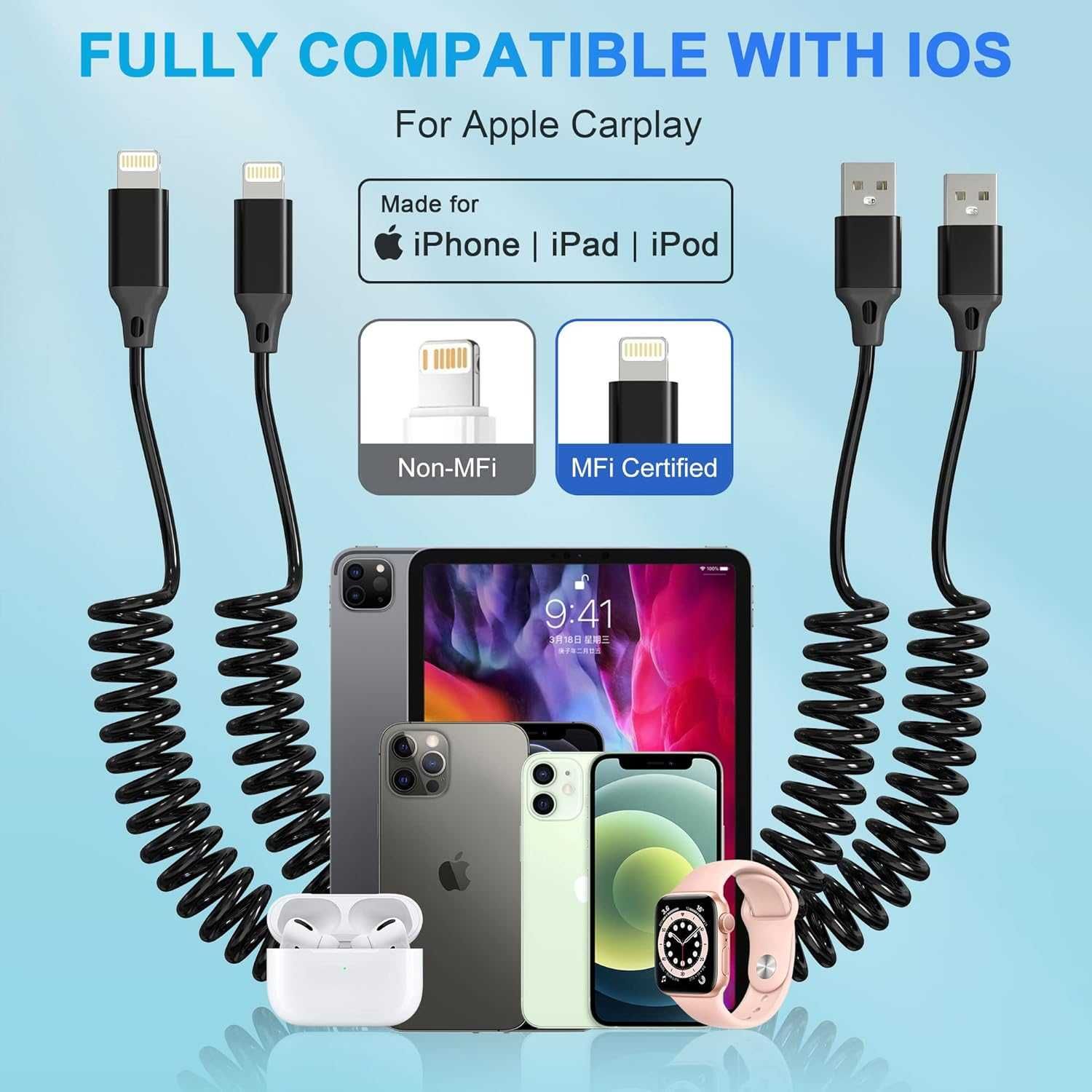 Kabel Lightning USB Aa kręcony 2sztuki