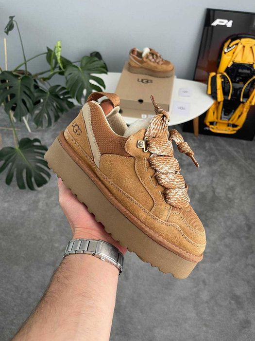 41 (26 см) UGG Lowmel Sneaker Platform Chestnut зимові уггі угг хутро