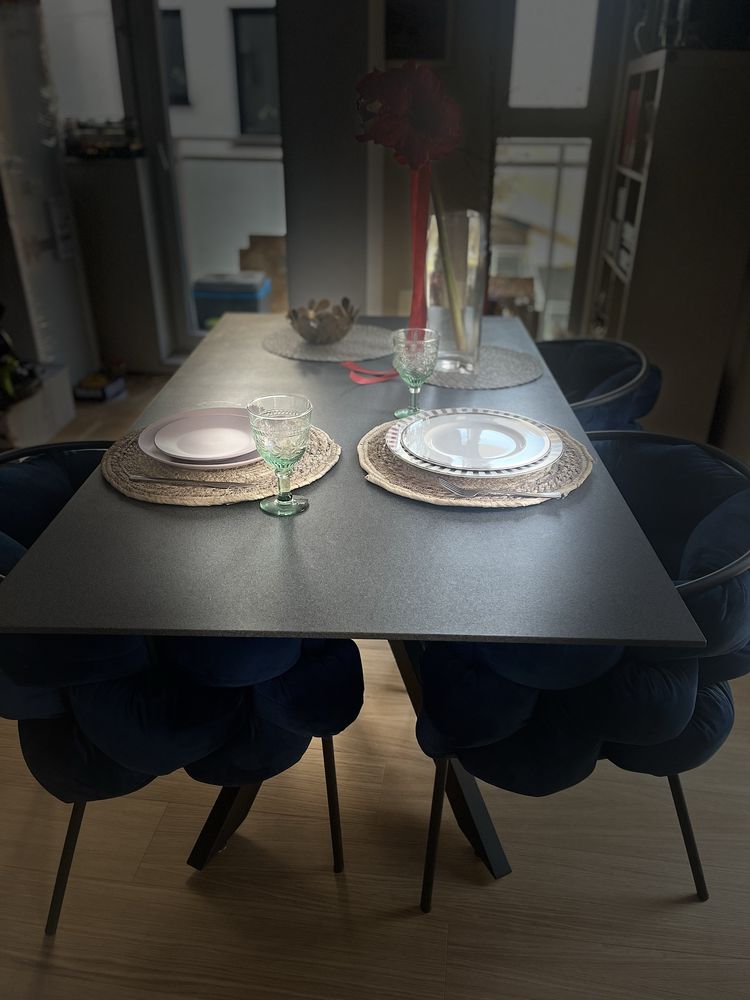 Krzesła 4 szt balloon, granat i velvet. Robią robotę