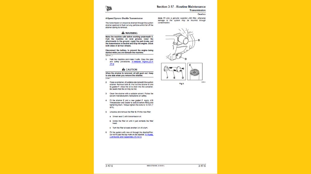 Instrukcja napraw JCB 225, 225T, 260, 260T, 280, 300, 300T, 320T, 330