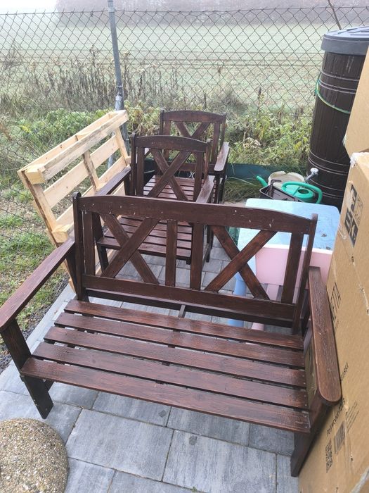 Meble ogrodowe ławka dwa fotele