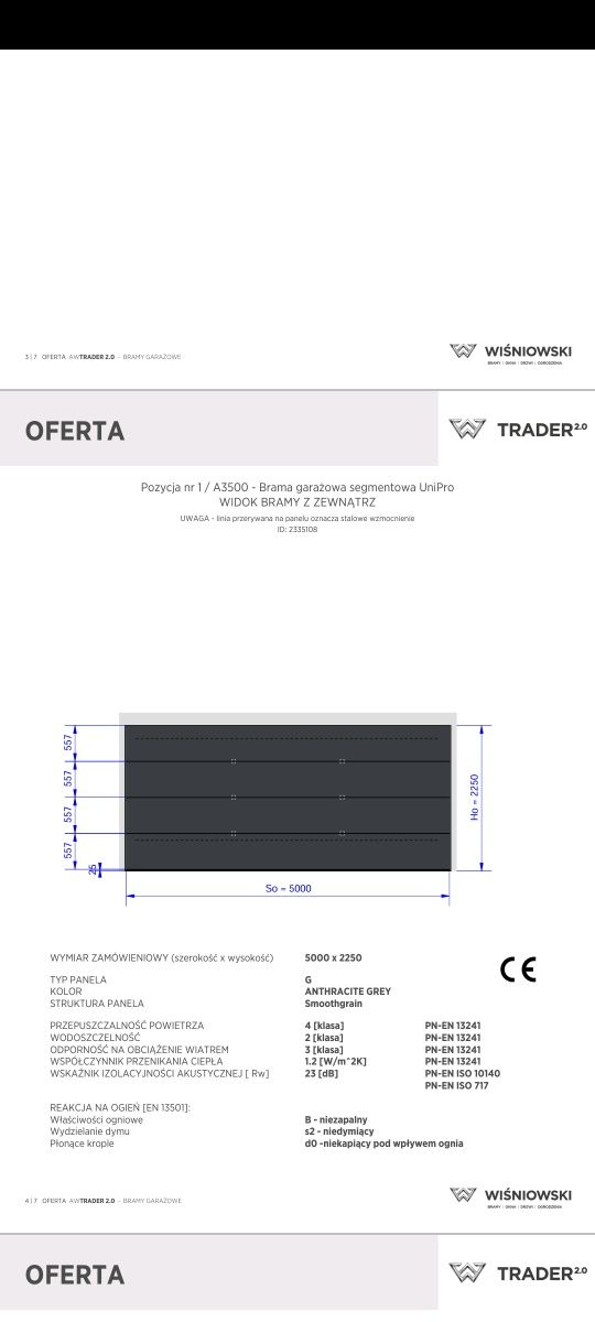 Brama garażowa Wiśniowski antracyt 5 x 2,25