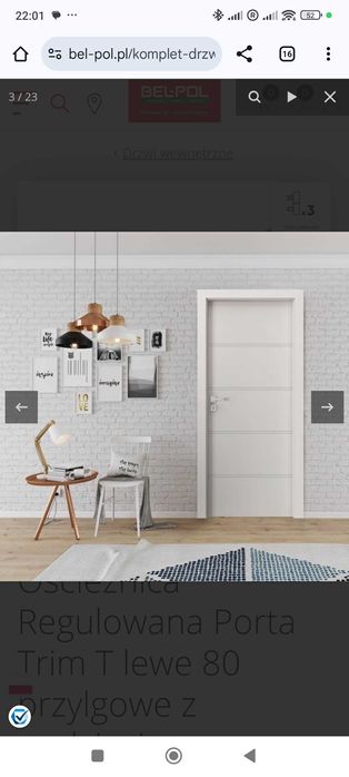 Komplet Drzwi Łazienkowe z Ościeżnica Porta 80 Lewe