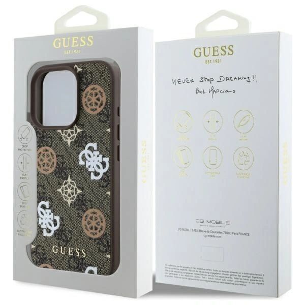 Etui Guess do iPhone 16 Pro Max MagSafe Peony On 4G Background Brown