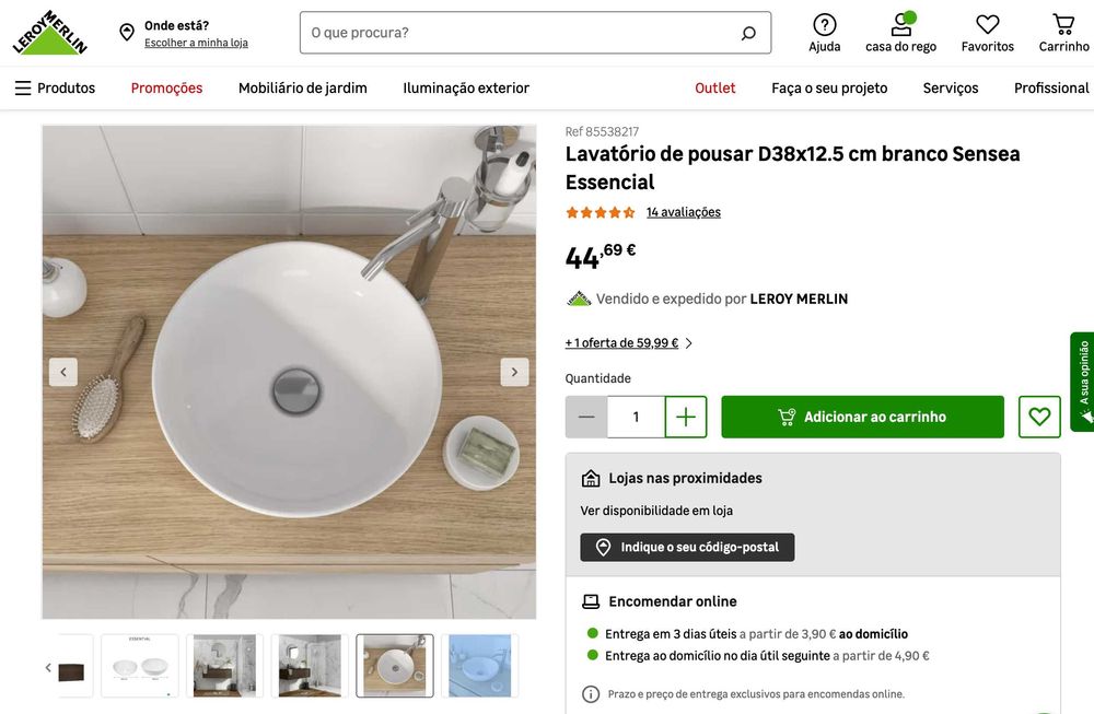 Lavatório de bancada Leroy merlin, branco, novo, sem uso. Na caixa.