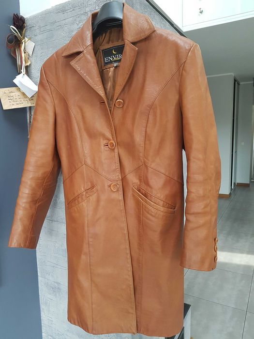 kurtka ze skóry vintage brązowa firma Enviro rozmiar L
