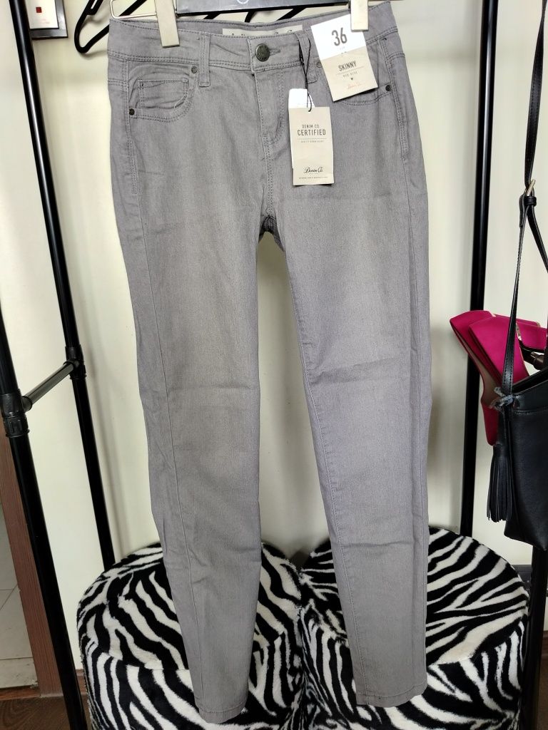 Spodnie szare jeansowe skinny rozmiar 36 nowe