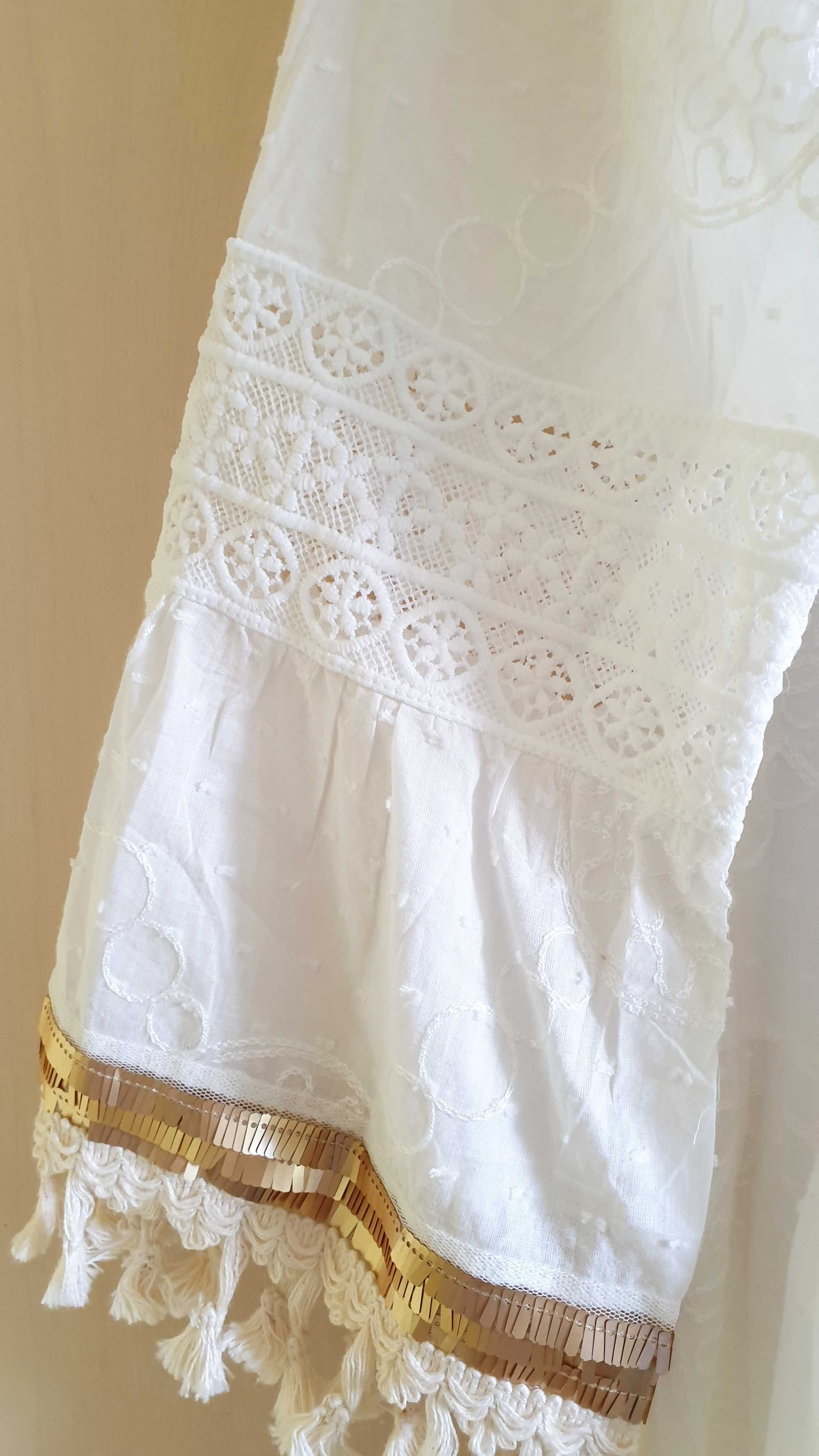 Sukienka BOHO biała złota koronkowa Nowa z metką rozmiar uniwersalny