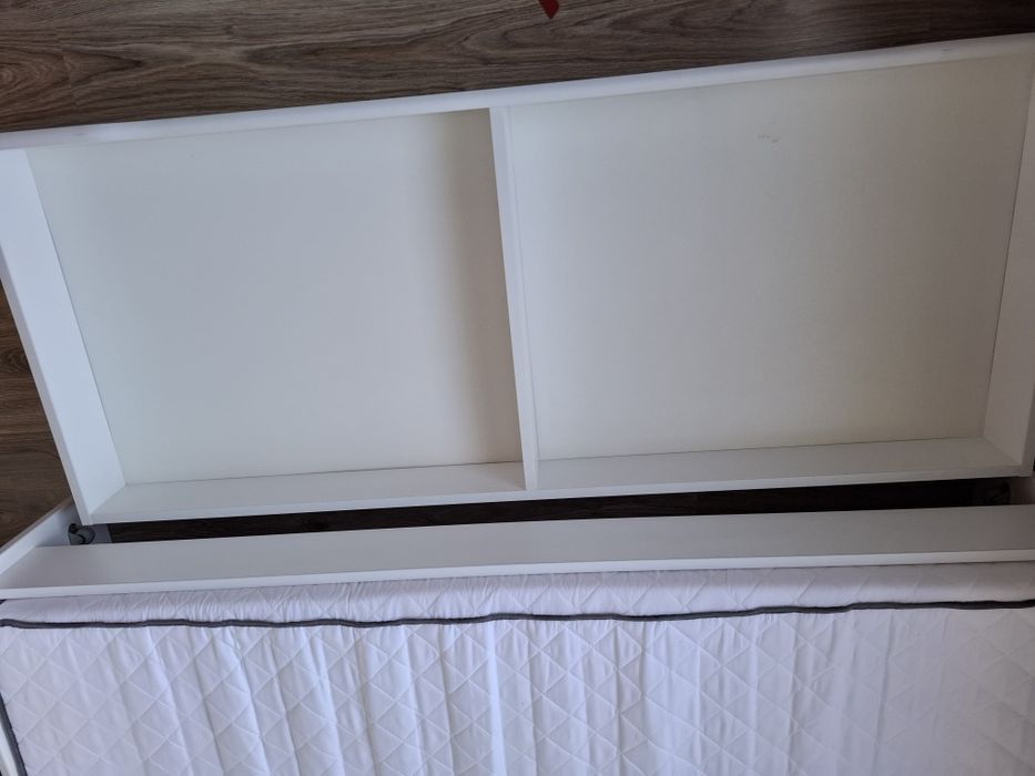 łóżko drewniane dziecięce białe z szufladą barierką materacem 160 x 80