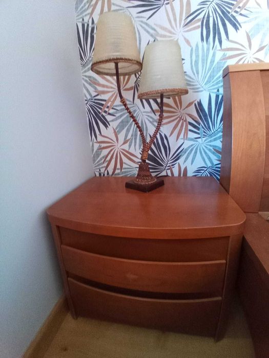 180x200 Komplet łóżko stełaż szafki nocne lampy, materac