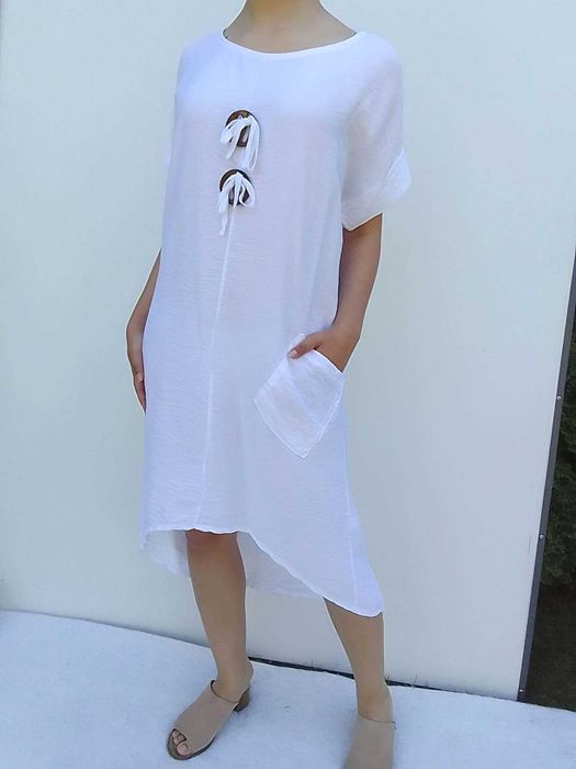 Nowa  z metką Biała asymetryczna swobodna sukienka oversize S M L XL