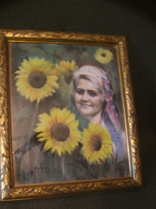 Portret  wieśniaczki z kwiatami