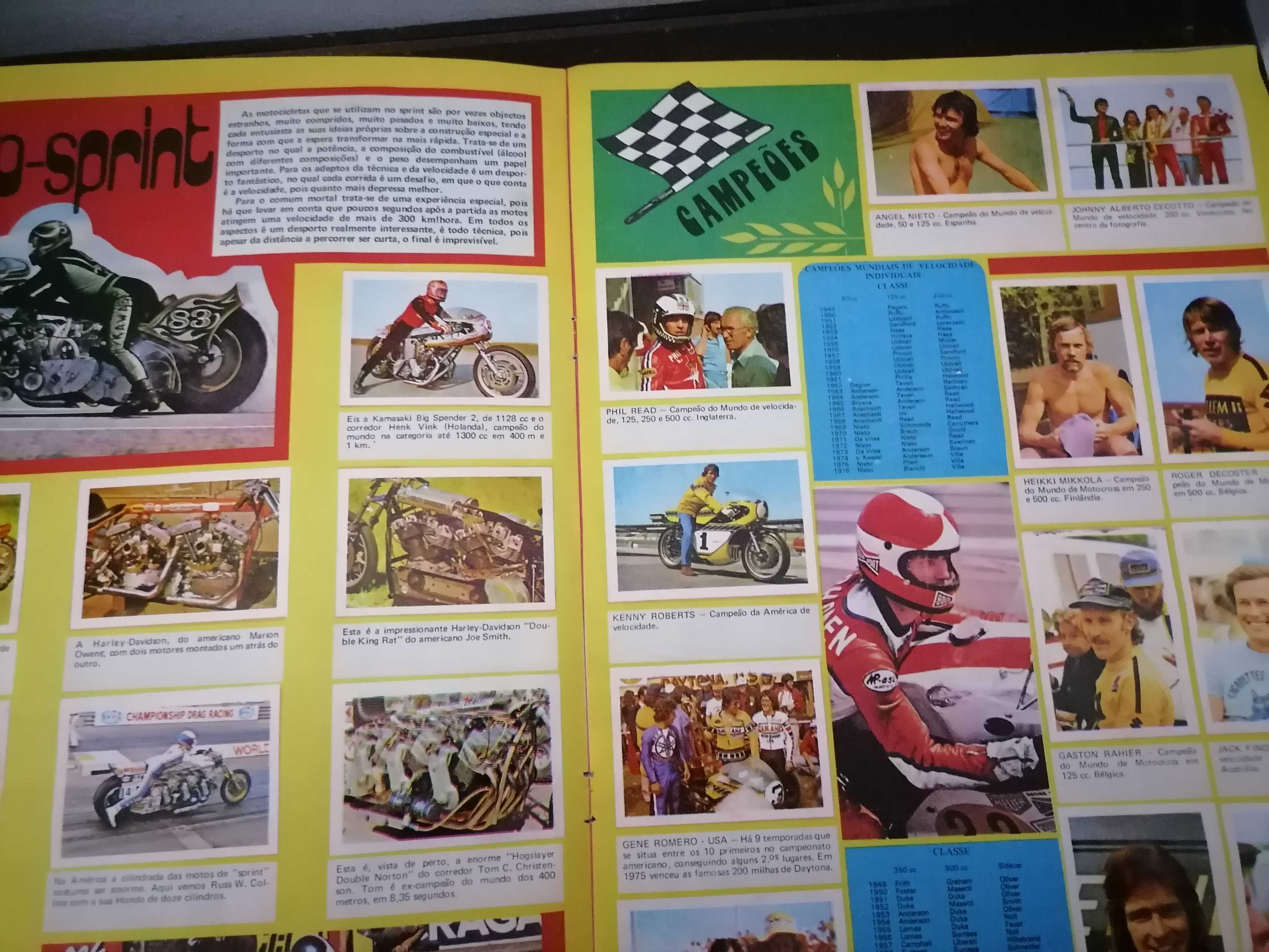 Caderneta Cromos MOTOS EM ACÇÃO Grand Prix 1977 *COMPLETA *Clube Cromo