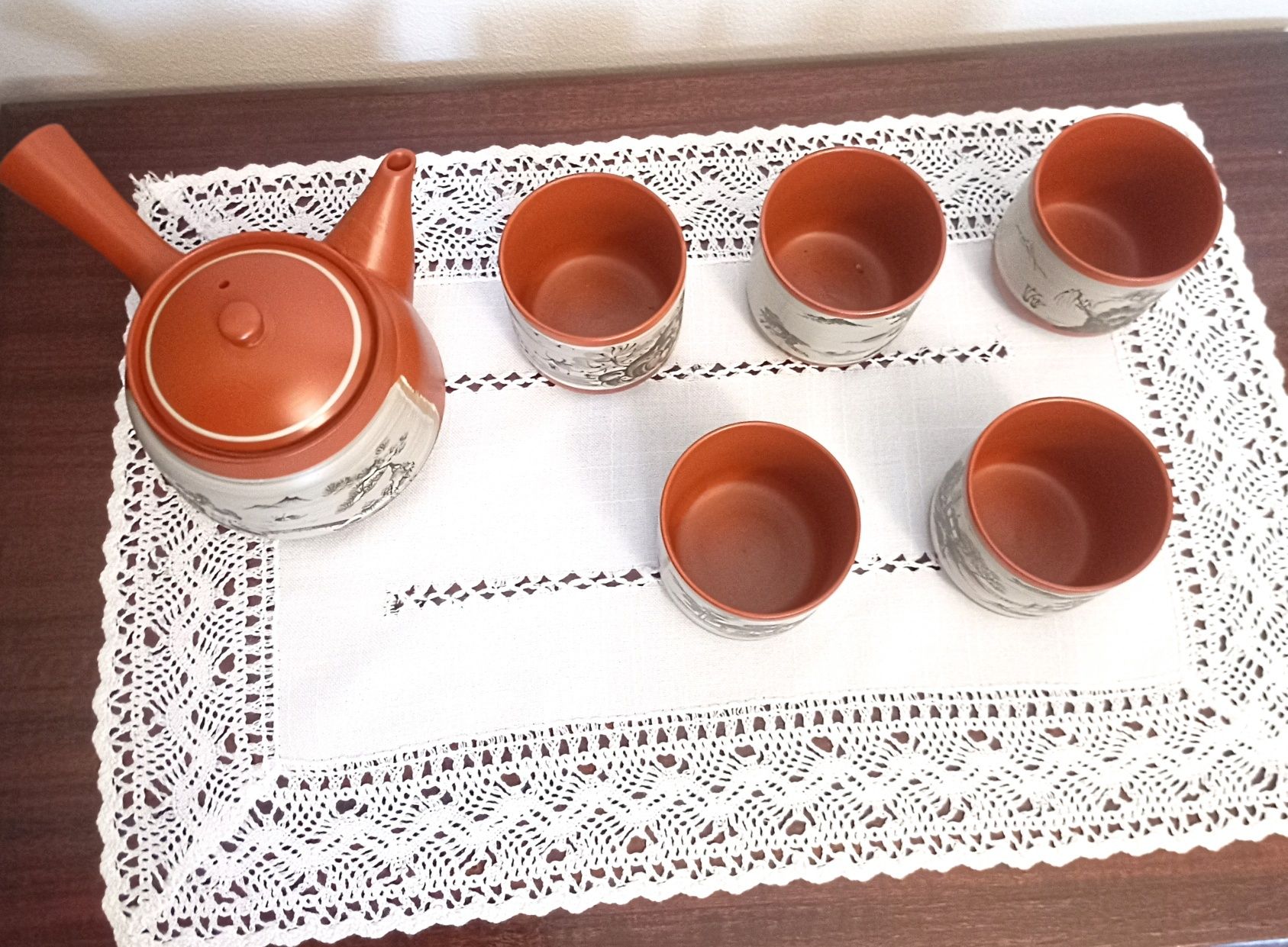 Serviço de chá chinês (Macau) + Par de paus  chineses decoração