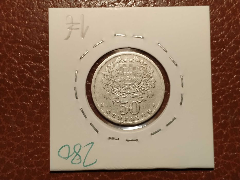 280 Portugal - moeda de 50 centavos de 1940 em alpaca