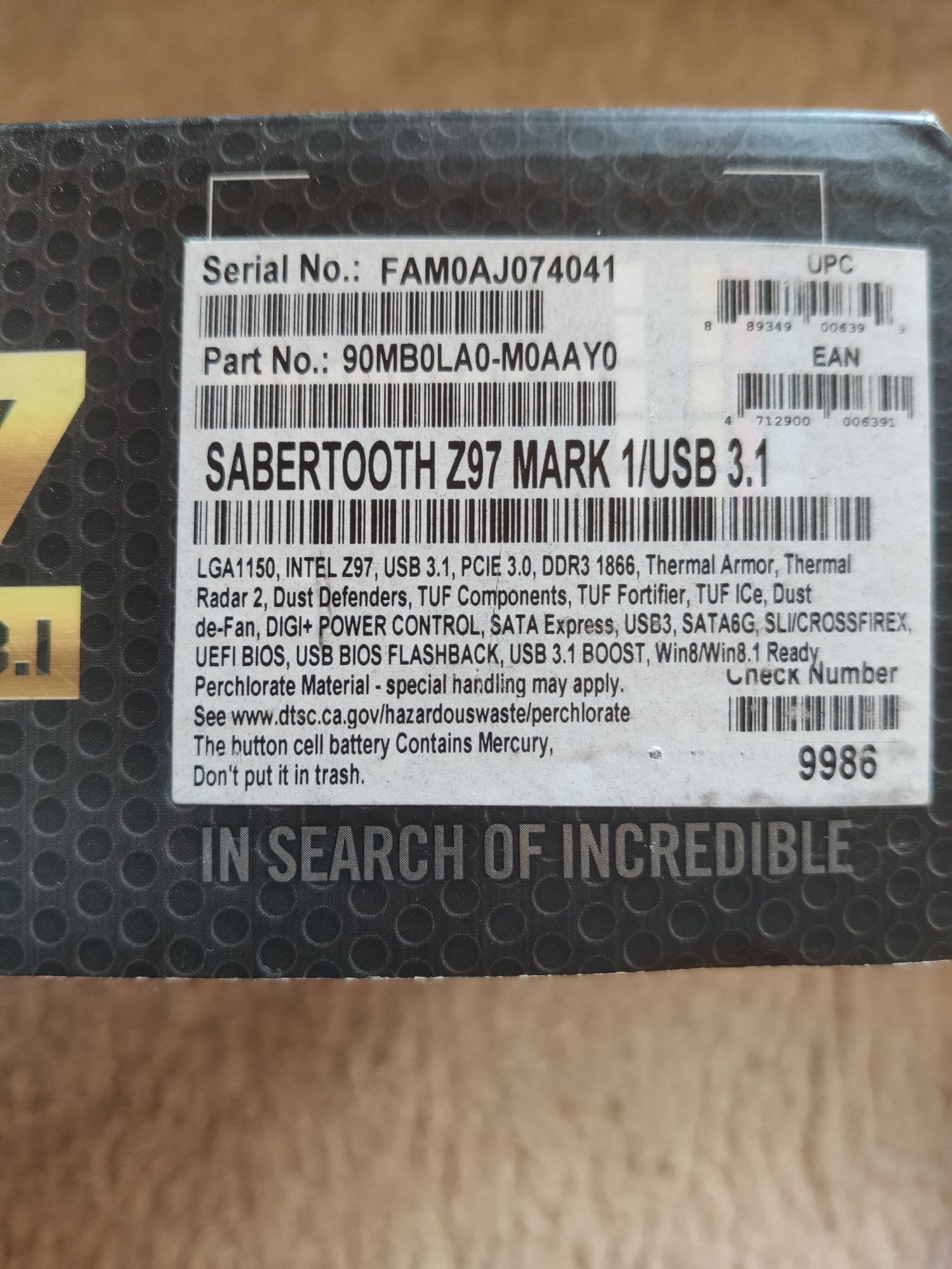 Asus Sabertooth Z97 Mark 1 – socket 1150 / jak nowa