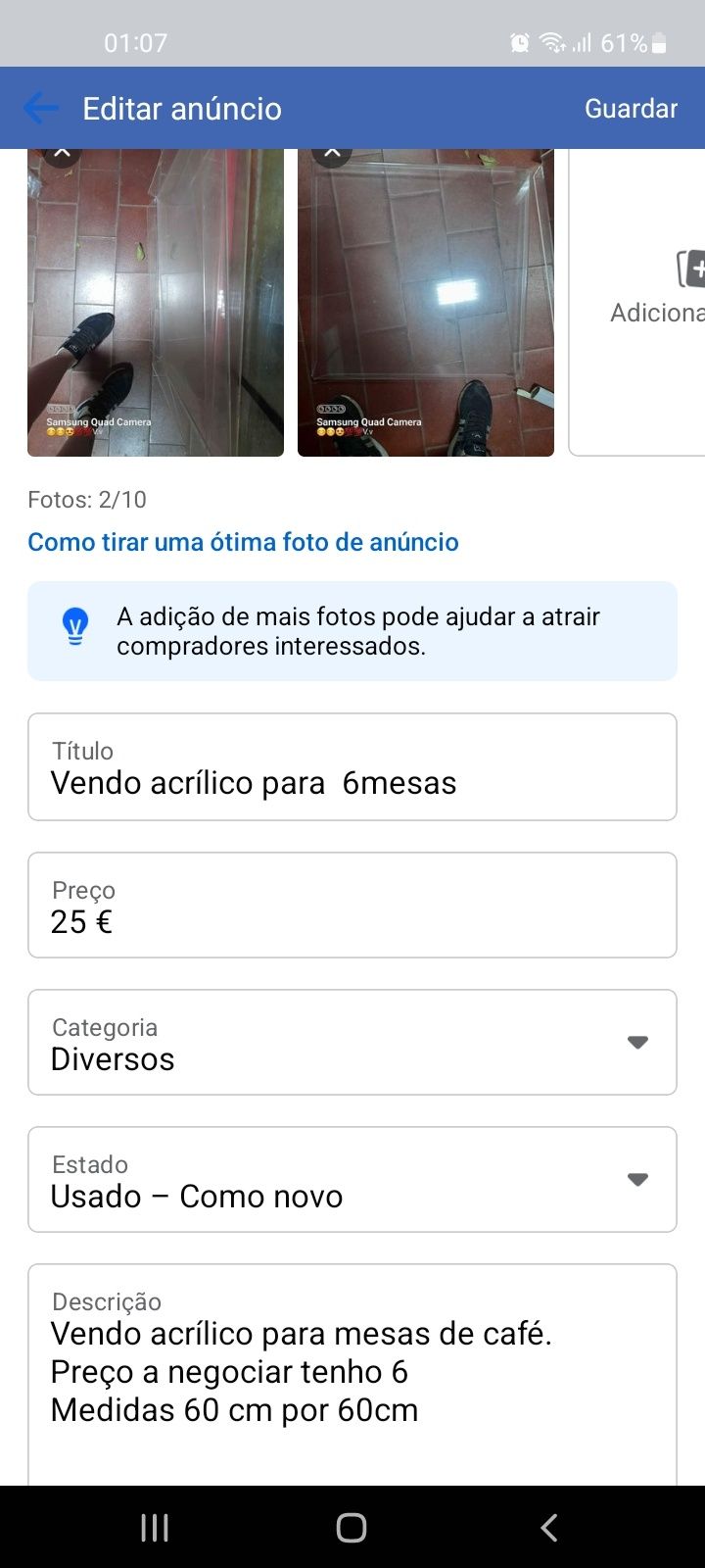 Vendo bases para mesa em acrílico