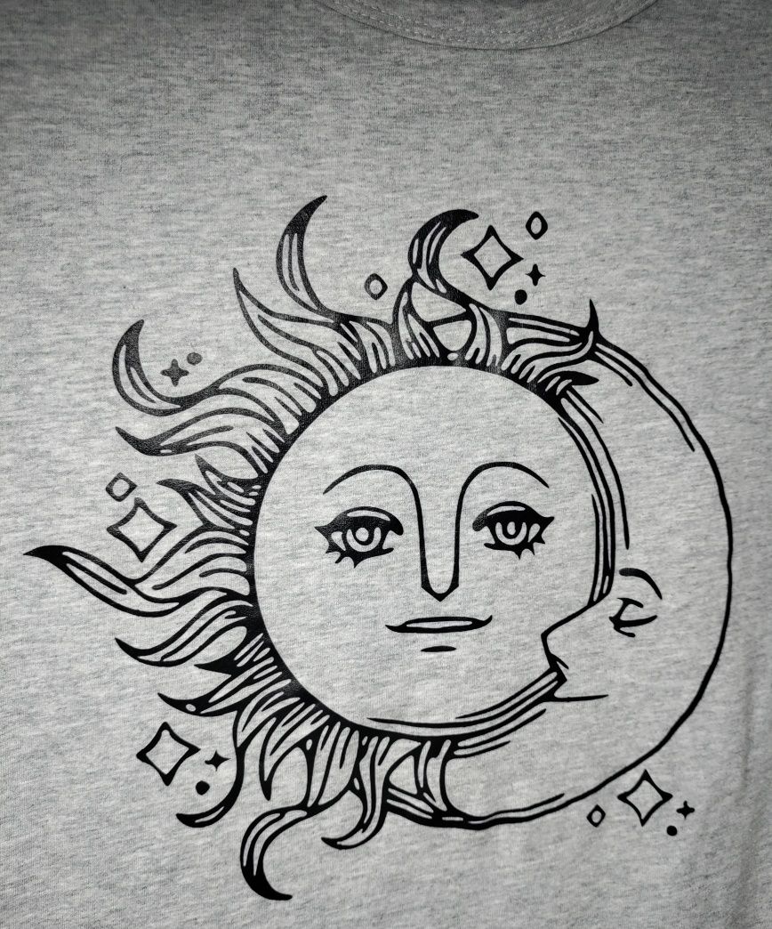 Szara bawełniana koszulka t-shirt słońce i księżyc 36 S