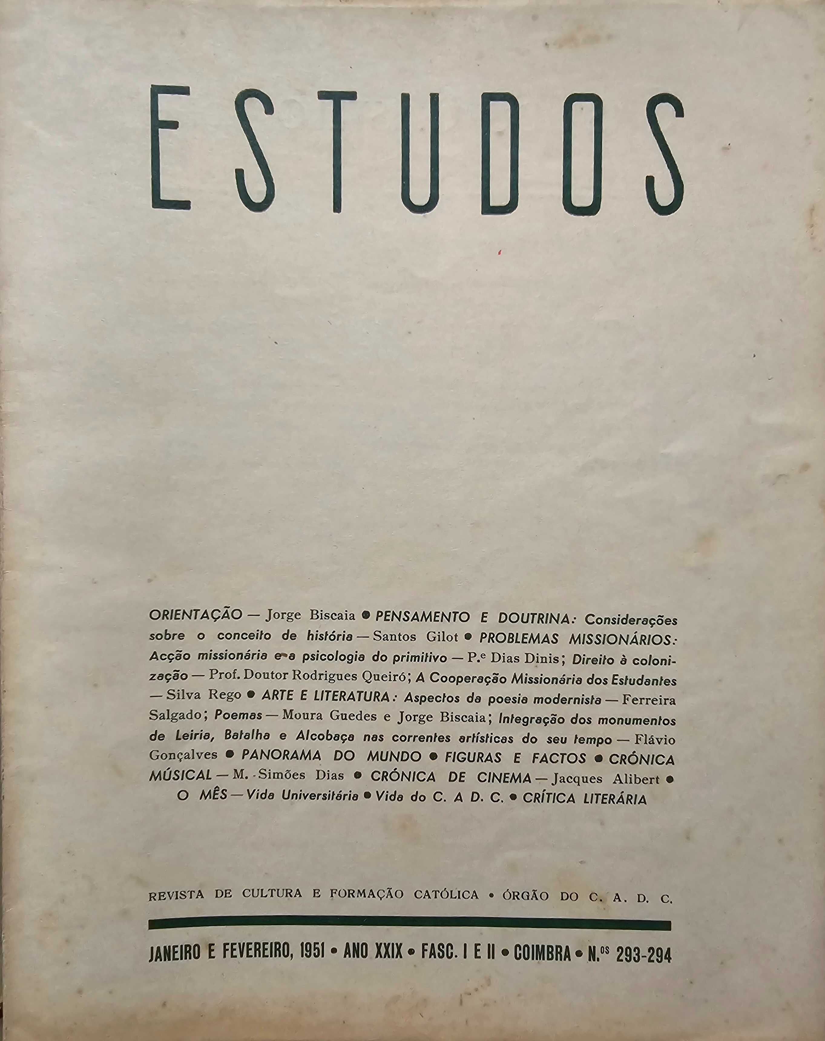 Estudos - Revista de Cultura e Formação Católica 1950, 1951 e 1952