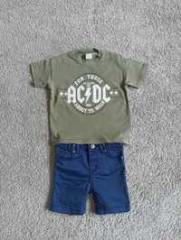 Komplet t-shirt z logo AC/DC i krótkie spodenki (rozmiar 74)