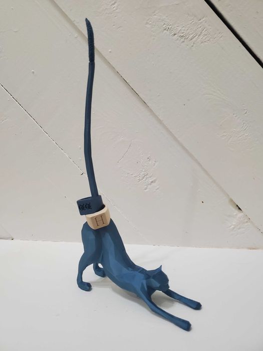 Stojak na Pierścionki Kot Druk 3D Low Poly 21 cm