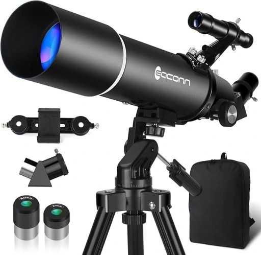 EACONN Teleskop Astronomiczny 80mm Biały Przenośny z plecakiem
