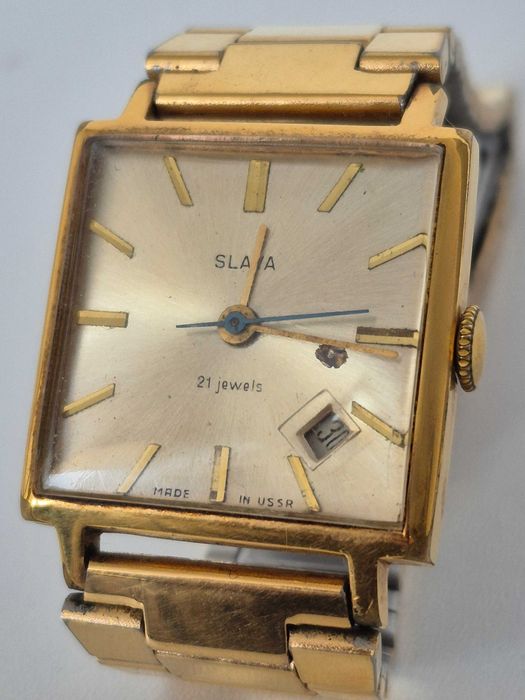 Винтажные наручные часы SLAVA (Слава), 21 камень, 20AU, USSR