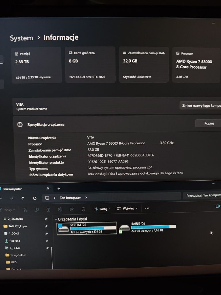 Komputer Gamingowy Asus Rog Z11 Ryzen 7 5800X RTX 3070 TUF GAMING