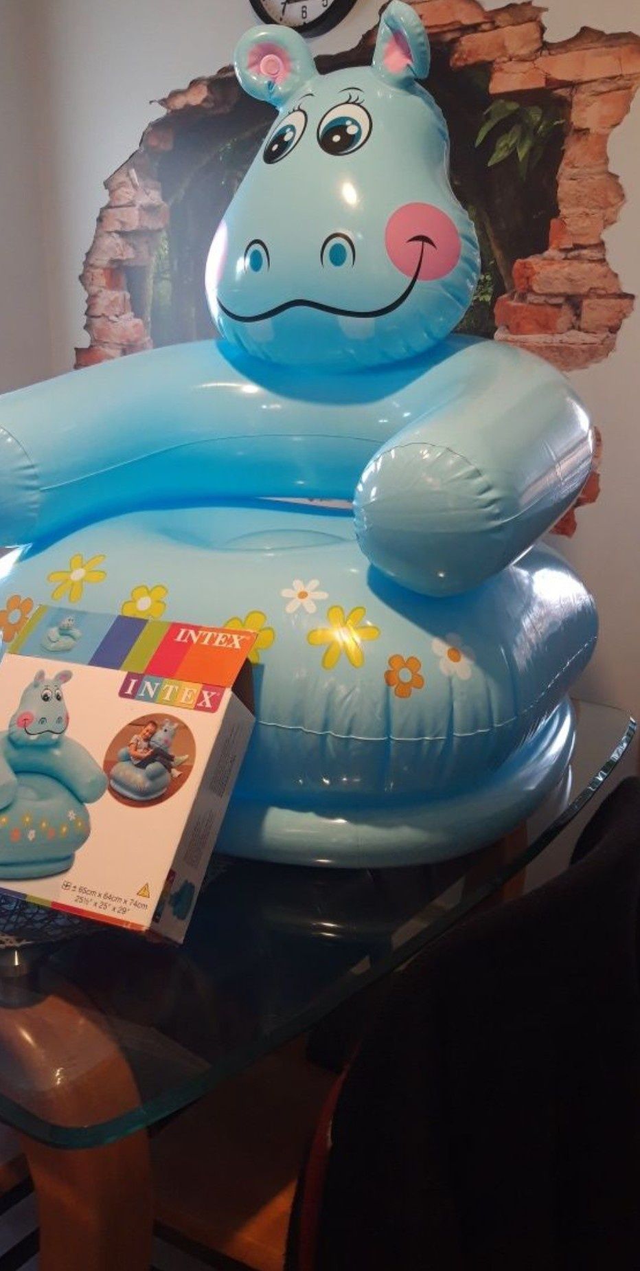 Fotel dmuchany dla dzieci Hipopotam