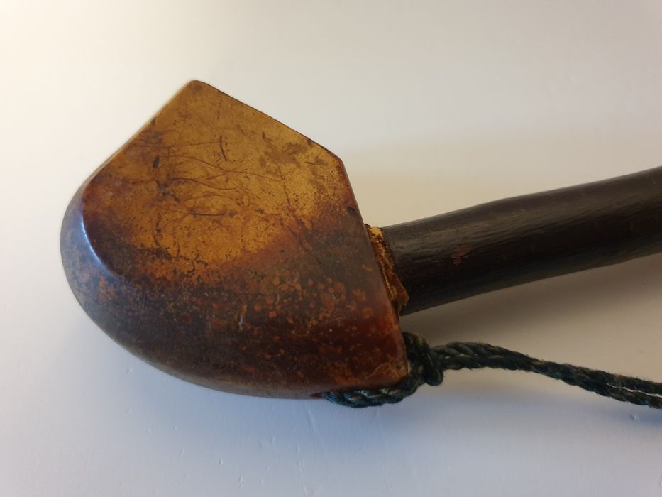 Fantástico antigo cachimbo em espuma do mar chifre e madeira