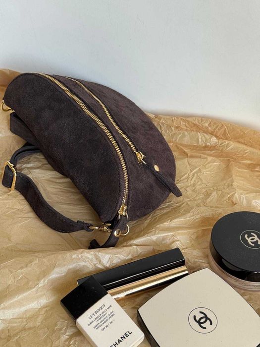 Torebka nerka skóra skórzana brązowa czekoladowa zamszowa viral zamsz