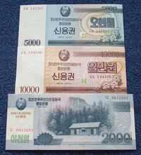 KOREA PÓŁNOCNA Komplet Banknotów Kolekcjonerskich w Stanie UNC ZESTAW