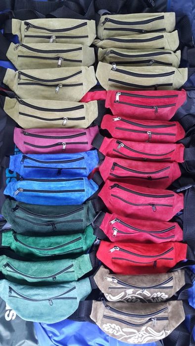 Бананка из натуральной кожи замши кожаная сумка на пояс плечо барсетка