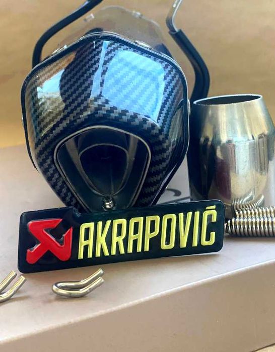 Акрапович Труба банка прямоток на байк мопед Акраповий прямоточний вих