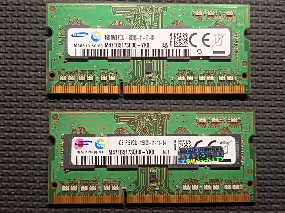 2x 4GB DDR3L Samsung SO-DIMM 1600 MHz – Sprawne