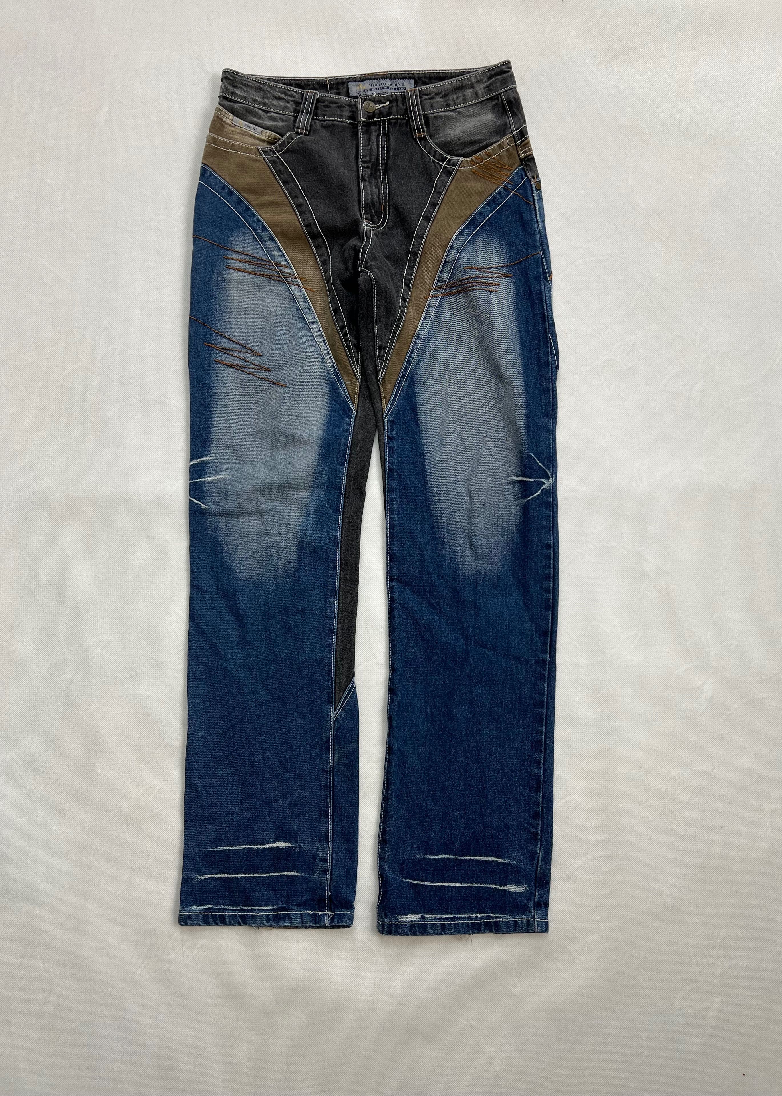 Spodnie Huo Qi Jeans patchwork vintage japan rare